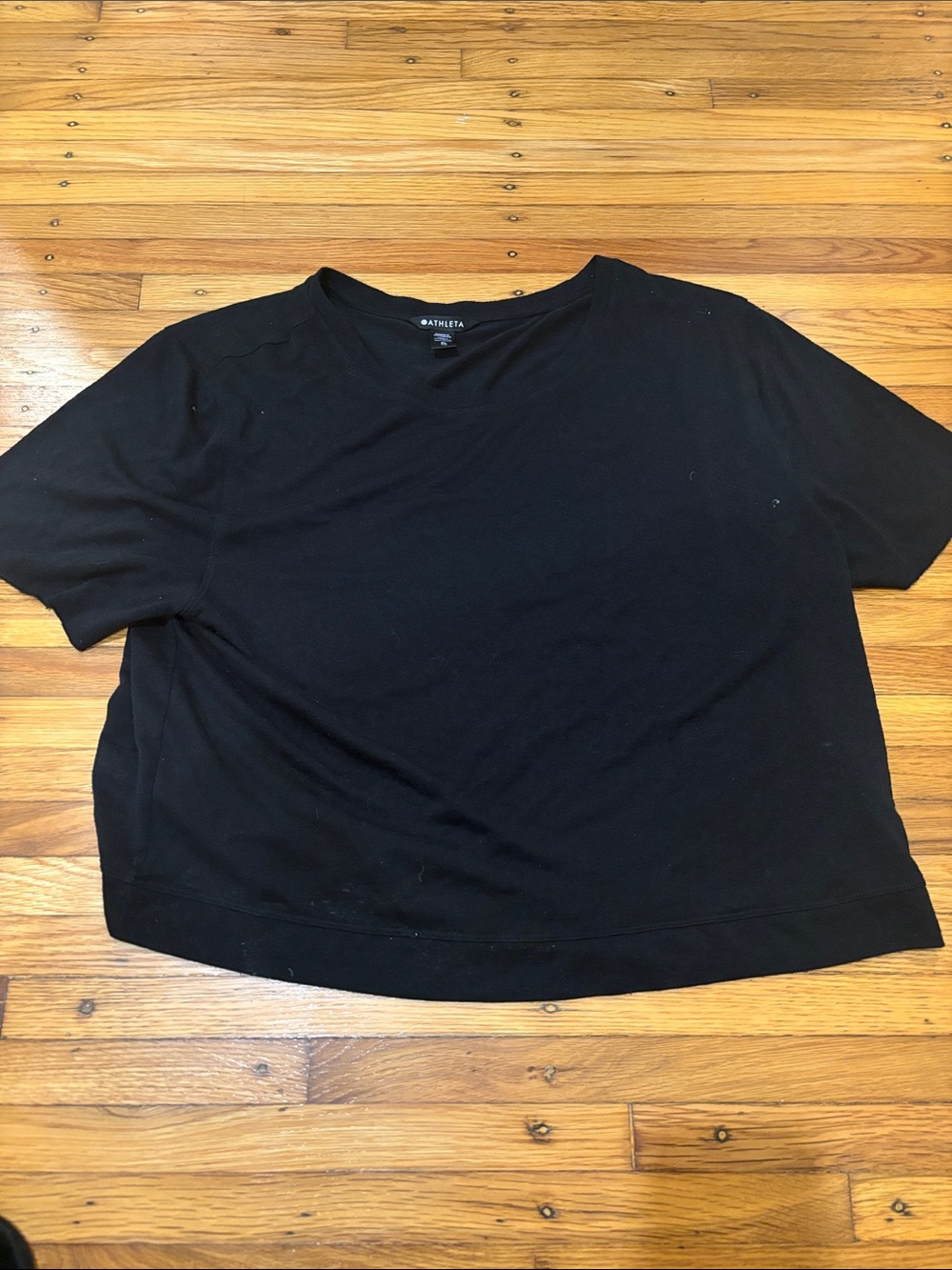 Athleta Black Cropped Short-Sleeve Tee
